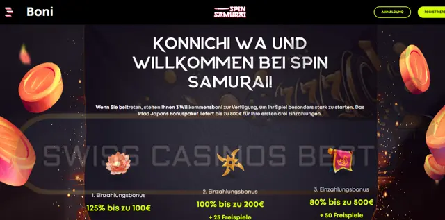 Boni im Spin Samurai Casino